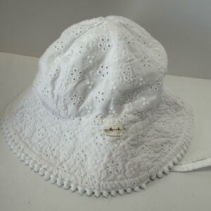 Milly White Cotton Lace Bucket Hat, 100% Cotton, 12-24 Months, For The Princess
